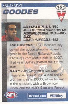 2005 Select Herald Sun AFL #161 Adam Goodes Back
